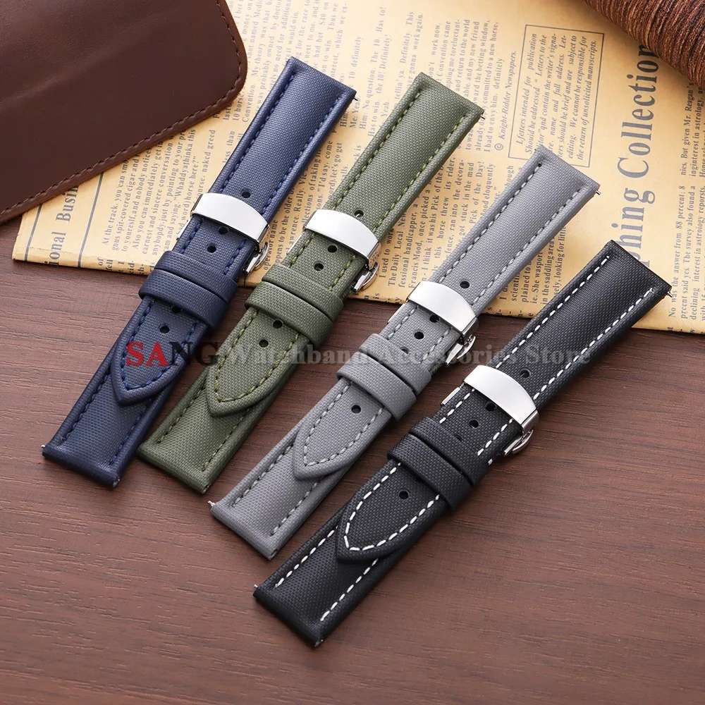 Business-Uhrenarmband aus Segeltuch-Nylon, 18/19/20/21/22 mm, Schnellverschluss-Armband mit Schmetterlingsschnalle, universelles Armband, wasserdichtes Armband – Detail 10