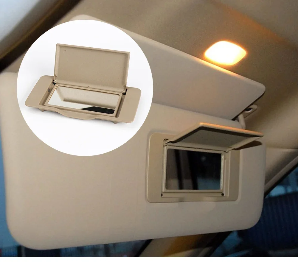 Für Mercedes C-Klasse Benz W203 Sonnenblende Schatten Spiegel Abdeckung Innen Make-Up Spiegel Kosmetik Spiegel Abdeckung Schwarz Beige A 2038102110 – Detail 1