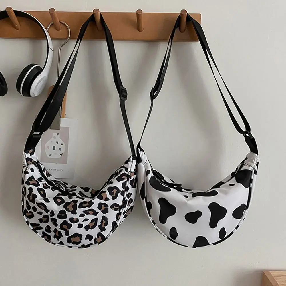 

Stripe Leopard Print Underarm Bag Cute Dots Ins Style Dumpling Shoulder Bag Message Bag Cow Half Moon Shape Handbag Shopping