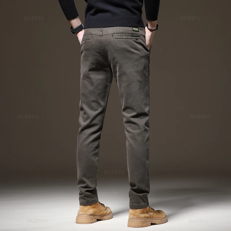 Autunno Inverno Pantaloni di alta qualità Uomo Elastico in vita Slim Caffè Twill Marchio di abbigliamento Pantaloni cargo spessi Uomo Plus Size 28-38 4