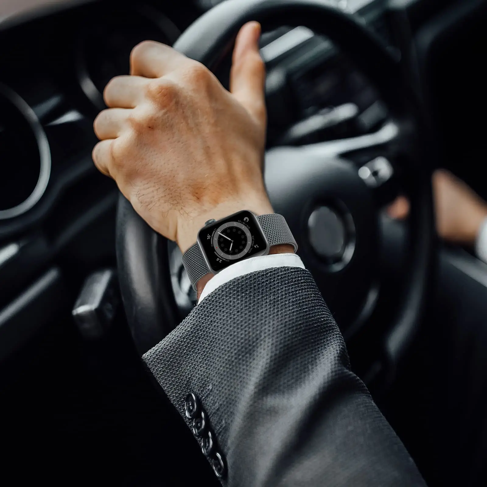 Magnetic Band Compatible with Apple Watch 45mm 44mm 42mm Adjustable Milanese Clasp Loop Strap for iWatch Series 7/6/5/4/3/2/1 SE