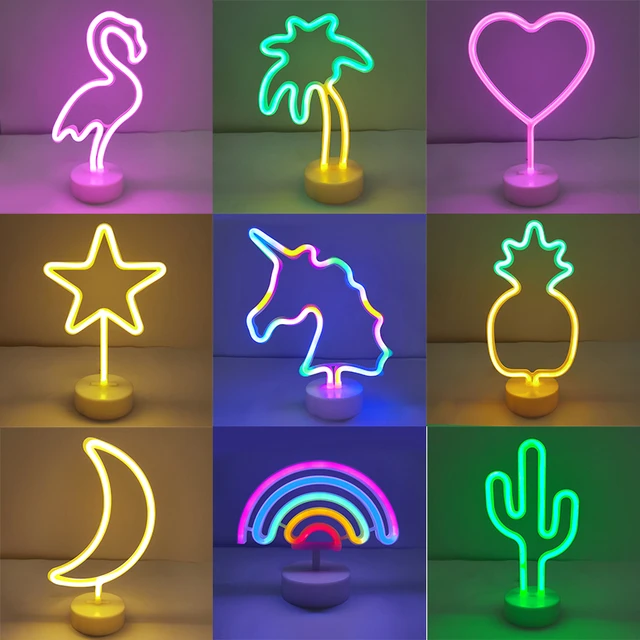 Led Neon Night Light Luminous Flamingo Unicorn Pineapple Shaped Wall Neon  Light Sign For Kids Room Home Bedroom Party Decoration - Party & Holiday  Diy Decorations - AliExpress