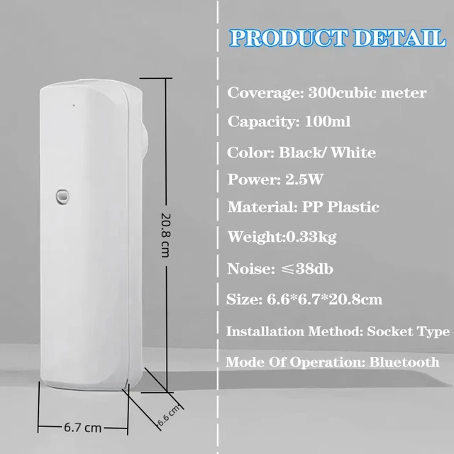 Fragrance Diffuser Coverage 300m³ Plug In Wall Waterless Essential Oil Diffuser Home Fragrance Smart Bluetooth Scent Air Machine 6