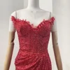 Ladies' 2024 New Club Sexy Red Sleeveless Sequined Slit Hem Diamonds Maxi Dresses 5