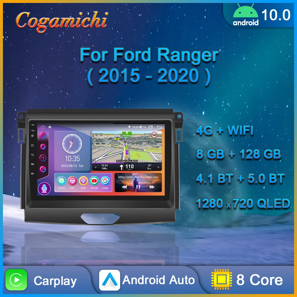 

Автомобильный радиоприемник Android для Ford Ranger 2015-2020 мультимедийный видеоплеер RDS GPS-навигация стерео 2din сенсорный экран Carplay