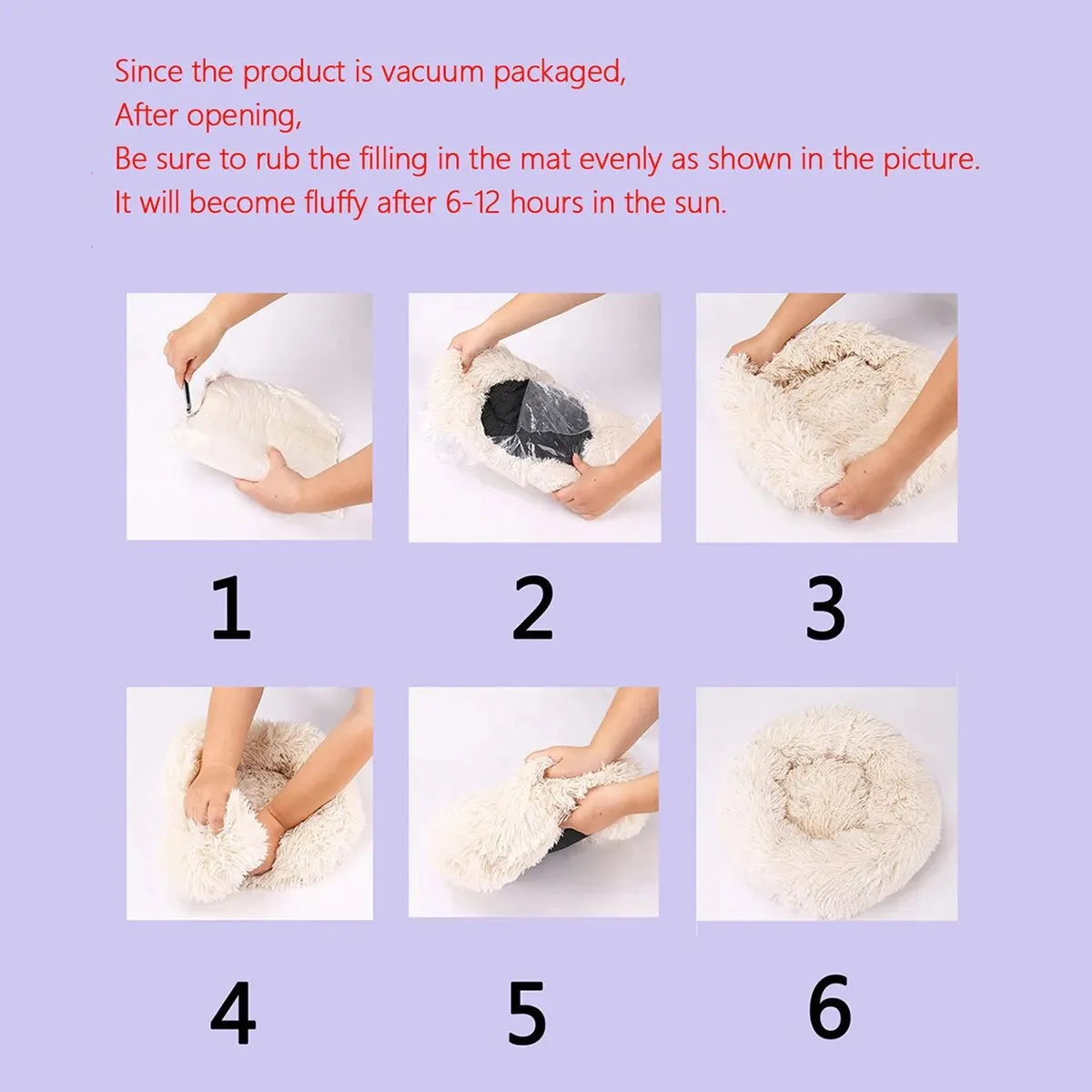 Pet Bed Long Plush Cat Bed Round Donut Anti-anxiety Ped Mat Calming Kennel Warm Outdoor Pet Cat Dog Mat Portable