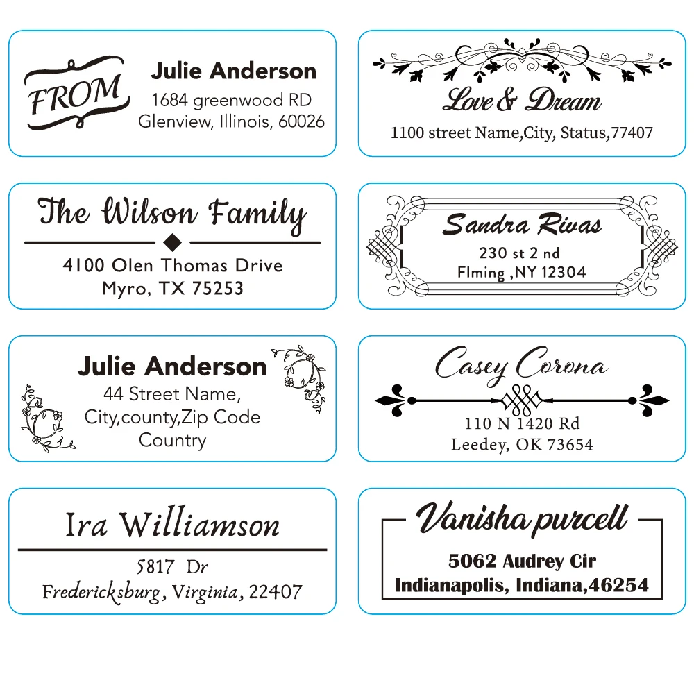 150pcs self adhesive white personalized return address label customized
