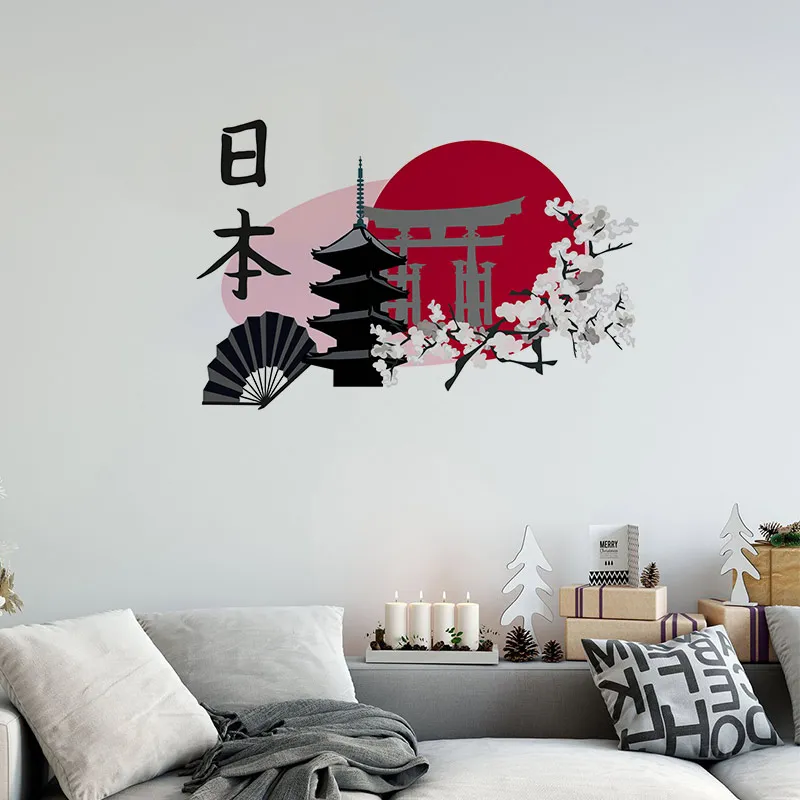 M450 Kreative Aufkleber Japanische Landschaft Aufkleber Silhouette Comic Aufkleber Anti Scratch Aufkleber Fit Für GTR VAN Kleber Aufkleber – Detail 3
