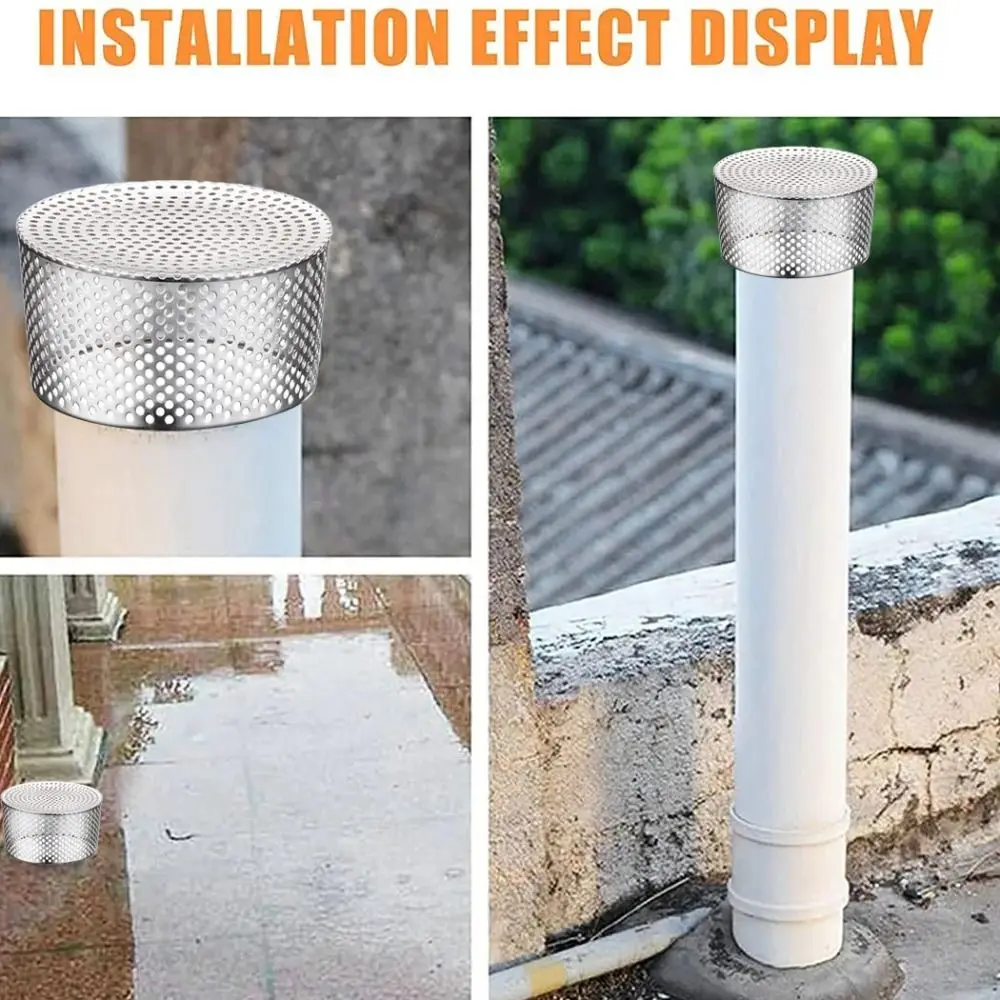 Drain Filter Floor Drain Filter Drain Strainer Floor Sink Strainer Stainless Steel Rooftop Floor Drain Cover Anti Rodent Anti Blocking Outer Side Filter Screen Roof Cover Anti-Clog Rain Pipe Cap