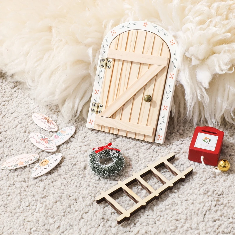 Fairyland Tor-Set, Puppenhaus-Zubehör, bezaubernde Charakter-Aufkleber, niedliches Rollenspiel, hölzerner Torbogen, Heimdekoration, Geburtstagsgeschenk – Detail 13