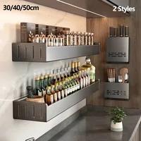 Wall Mounted Kitchen Condimenters Spice Rack Organizer Shelf Kitchen Storage Wall Shelf Organizers Hanging Hook Rack For Kitchen 1