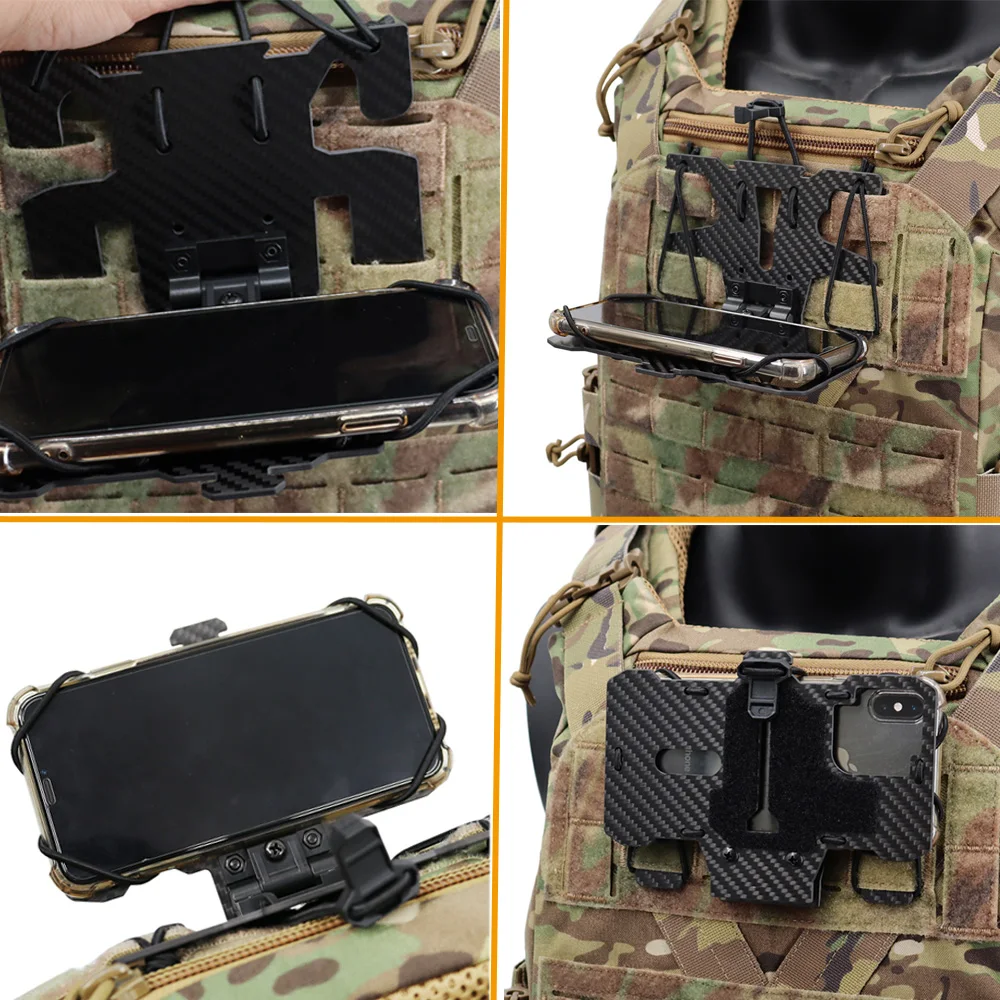Carbon Fiber Taktische Molle Klapp Navigation Bord Telefon Halter Brust Handy Bord Airsoft Weste Platte Träger Telefon Halterung – Detail 17