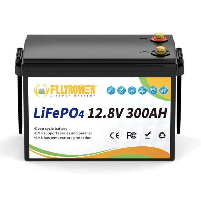 Allemagne Stock FLLYROWER 12.8v 100Ah Bluetooth 120Ah 180Ah 300Ah LiFePO4 batterie solaire Lithium Lifepo4 batterie 1