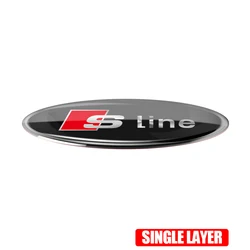 Sleek 3D Oval Car Emblem Logo Badge Decal Sticker (Sline - Black - Sticker)