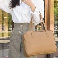 Fashion Casual Cute 2026 New PU Leather Laptop Bag 13.3 14 15.6 Inch Simple Handbags Shoulder Bag Women Waterproof Notebook Case