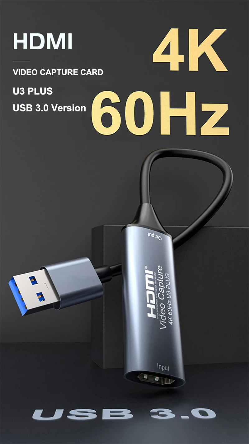 4K 60Hz Video Capture Card USB 3.0 Type C HDMI Video Record Box Game Grabber U3
