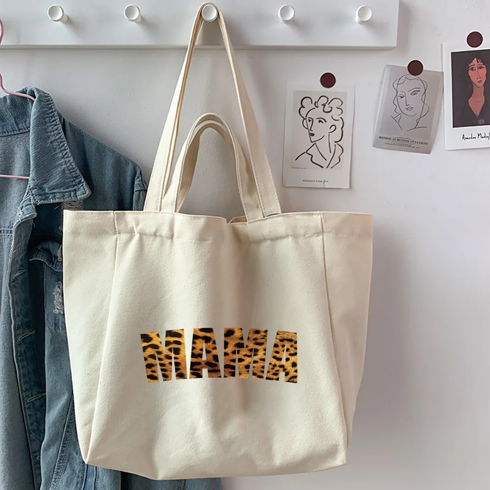 Women Shopper Bag Harajuku Mom Image Printed Shopping Bag Canvas Shopper Bag Girl Handbag Tote Bag Shoulder Reusable Bag