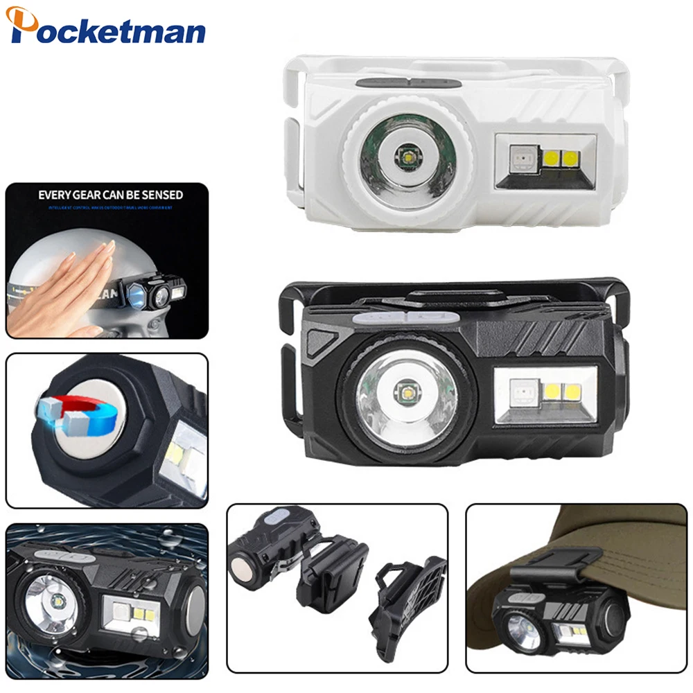 

Super Bright XPE+2*LED+RGB Red Light+Green Light+Blue Light LED Headlamp Waterproof Headlight IR Motion Sensor USB Head Lamp