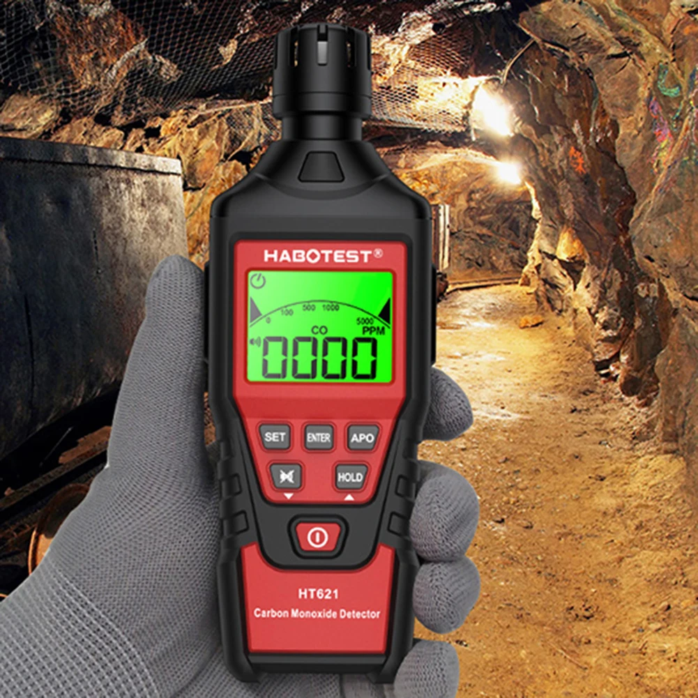 Professional High Precision CO Gas Tester Battery Powered Carbon Monoxide Monitor Sound Light Alarm for Home Car Camping Travel