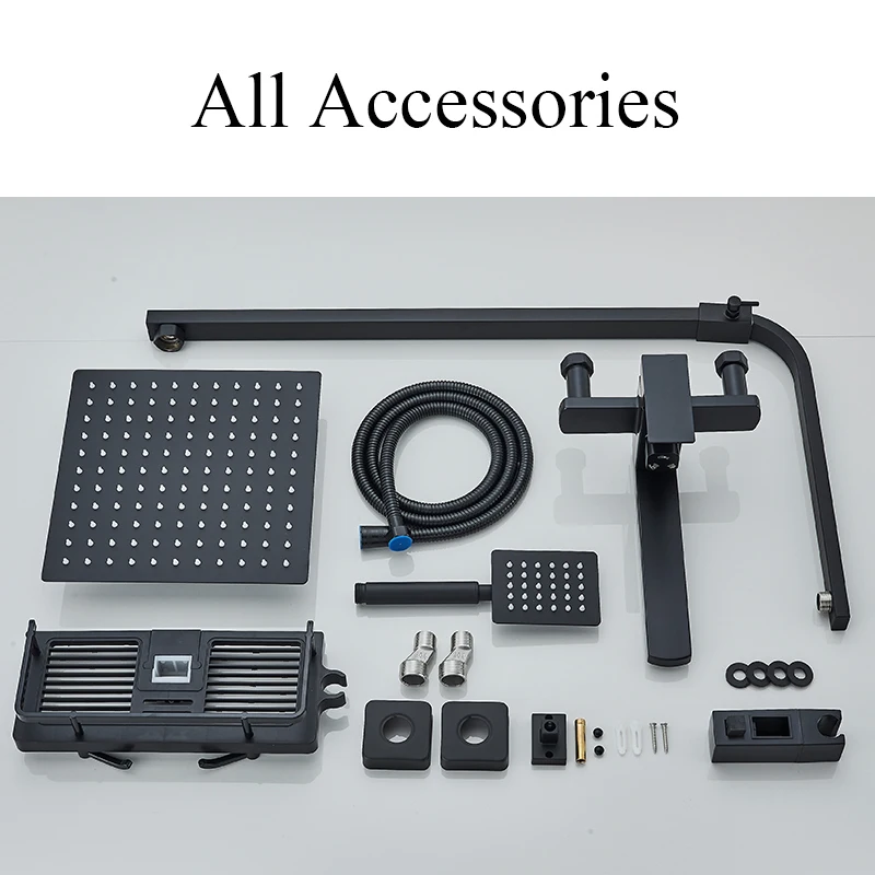 Bathroom Shower System Set Black Showers Faucet Systems 360&deg; Rotation Brass Mixer Taps For Bathe Free Rack Rainfall Bathroom Tap