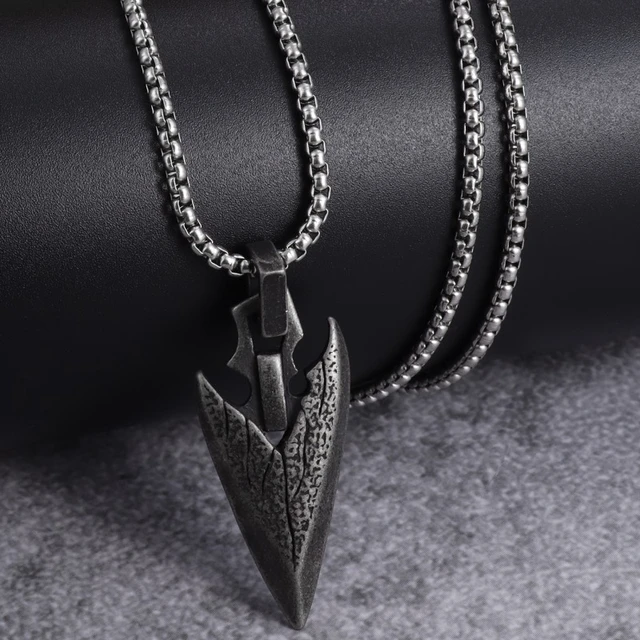 PAURO Men's Stainless Steel Jewelry Spearhead Indian Arrowhead Pendant  Spear Point Arrow Necklace Ancient Silver with Chain | Amazon.com
