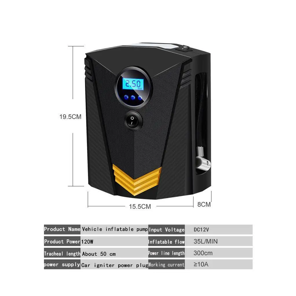 

Tire Inflator Car Air Pump Compressor Electric Portable Auto 2V