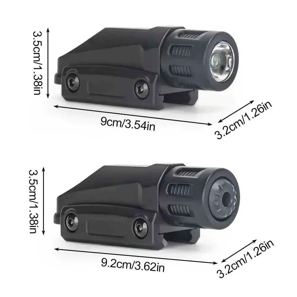 Tactical Mini Flashlight LED 20MM Guide Rail Adjustable Small Flashlight Under Hanging Light for Hunting Camping Fishing
