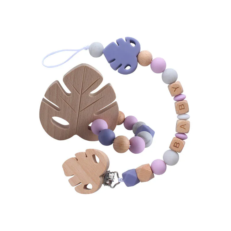 Baby Handmade DIY Personalized Name Chain Pacifier Clips Nipple Dummy Holder Clip Infant Feeding Teething Toy Chew Gift BPA Free