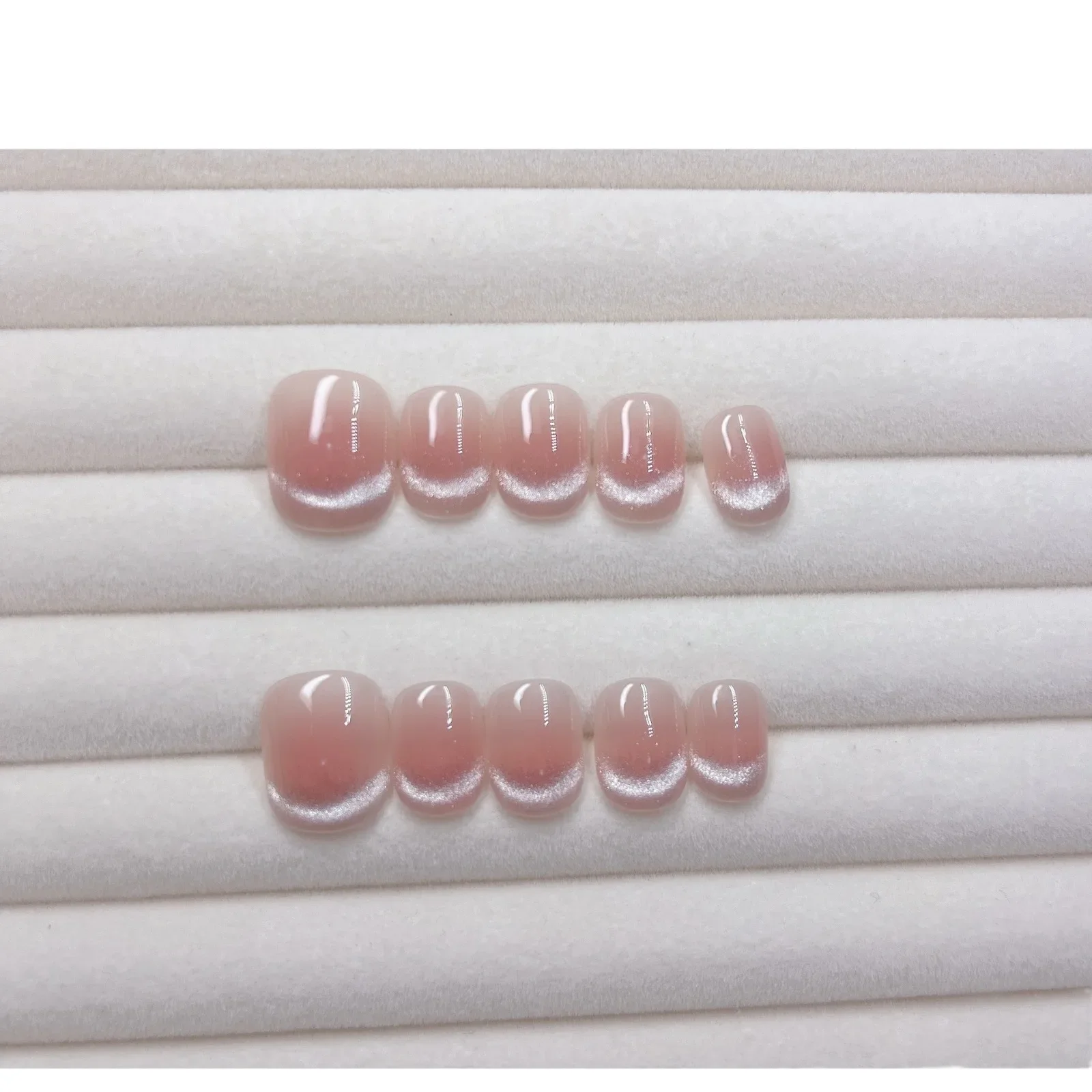 10개입 캣아이 웨어러블 네일 짧은 라운드 스타일 브라이트닝 리무버블 네일 팁 화려한 인스 핸드메이드 웨어러블 네일 여성용