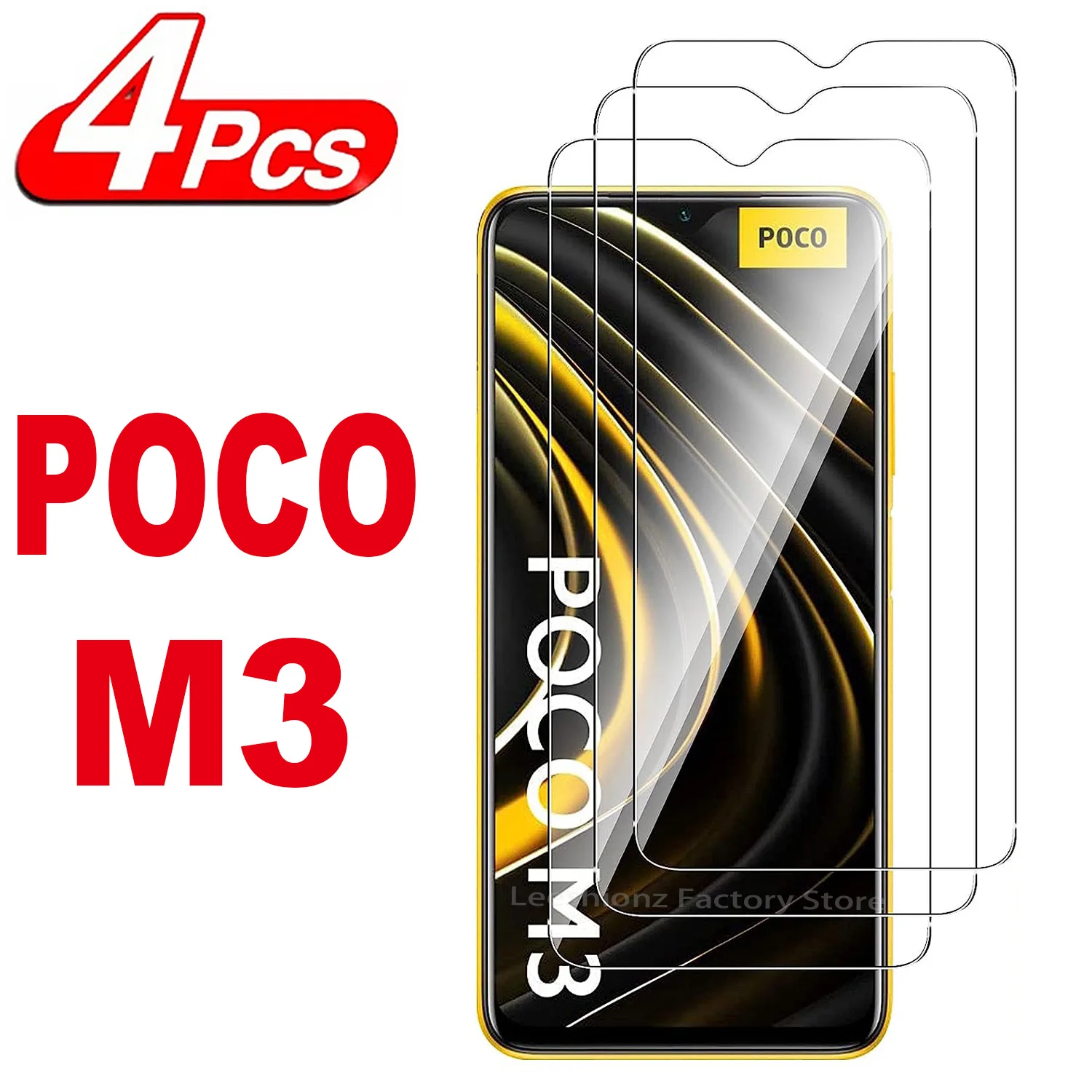 

2/4Pcs For Poco M3 Tempered Glass High Quality Protective Film Explosion-proof Screen Protector