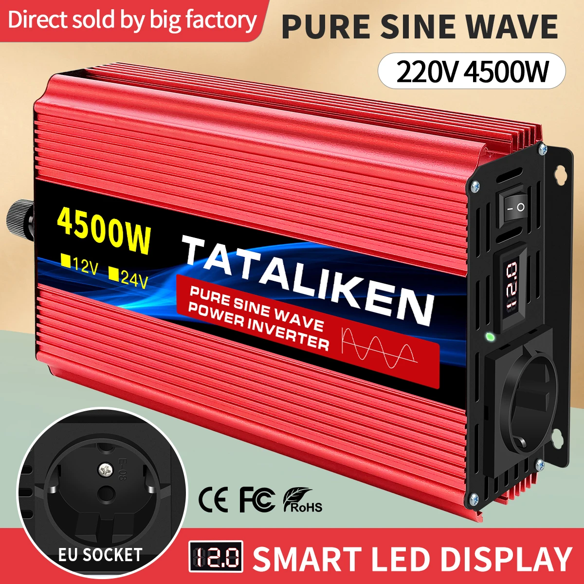 EUSocketInverter12V220VPureSineWave50HZ8000W7000W6000W5000W