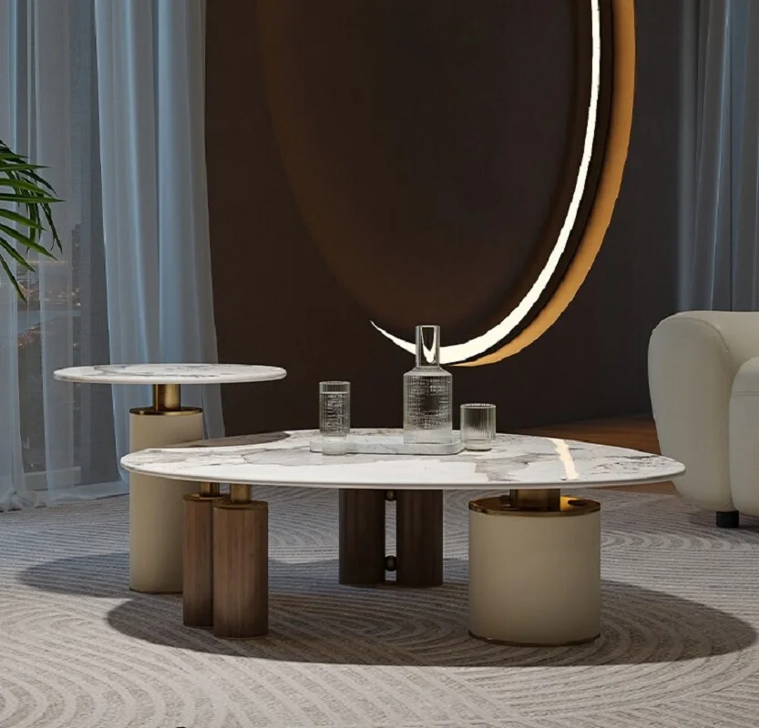 

Italian Light Luxury Rock Plate Tea Table Simple Modern Irregular Size Living Room Household Small Tea Table