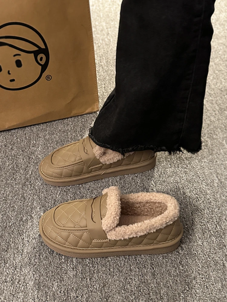 

Туфли женские на плоской подошве, повседневные Мягкие кроссовки с круглым носком, без застежки, Мокасины, без застежки, однотонная зимняя обувь из искусственной кожи на шнуровке