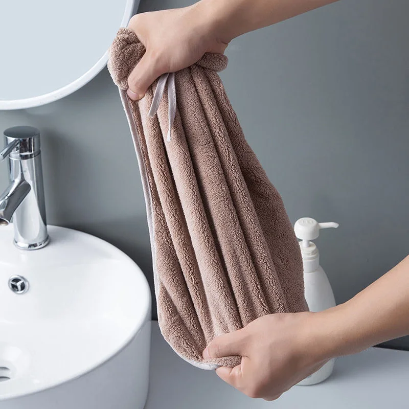 Dream Lifestyle Hanging Hand Towels, Coral Fleece Hand Dry Towels for Kitchen Bathroom, Absorbent Soft Hanging Towel with Hanging Loop, Washable Towel