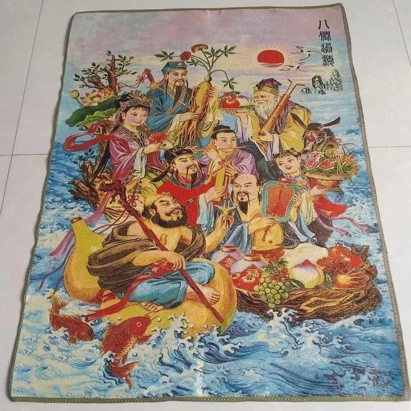 

Chinese Antique collection Thangka embroidery Eight Immortals cross the sea diagram