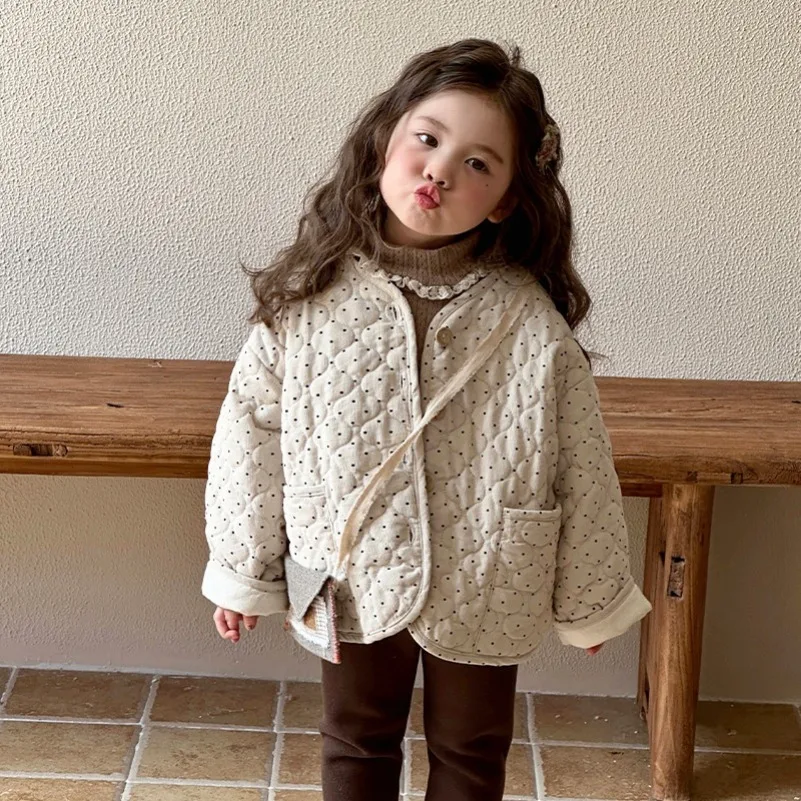 Korean New Thickened Girl Winter Cotton Coat for Baby Girls Warm Cotton Jacket
