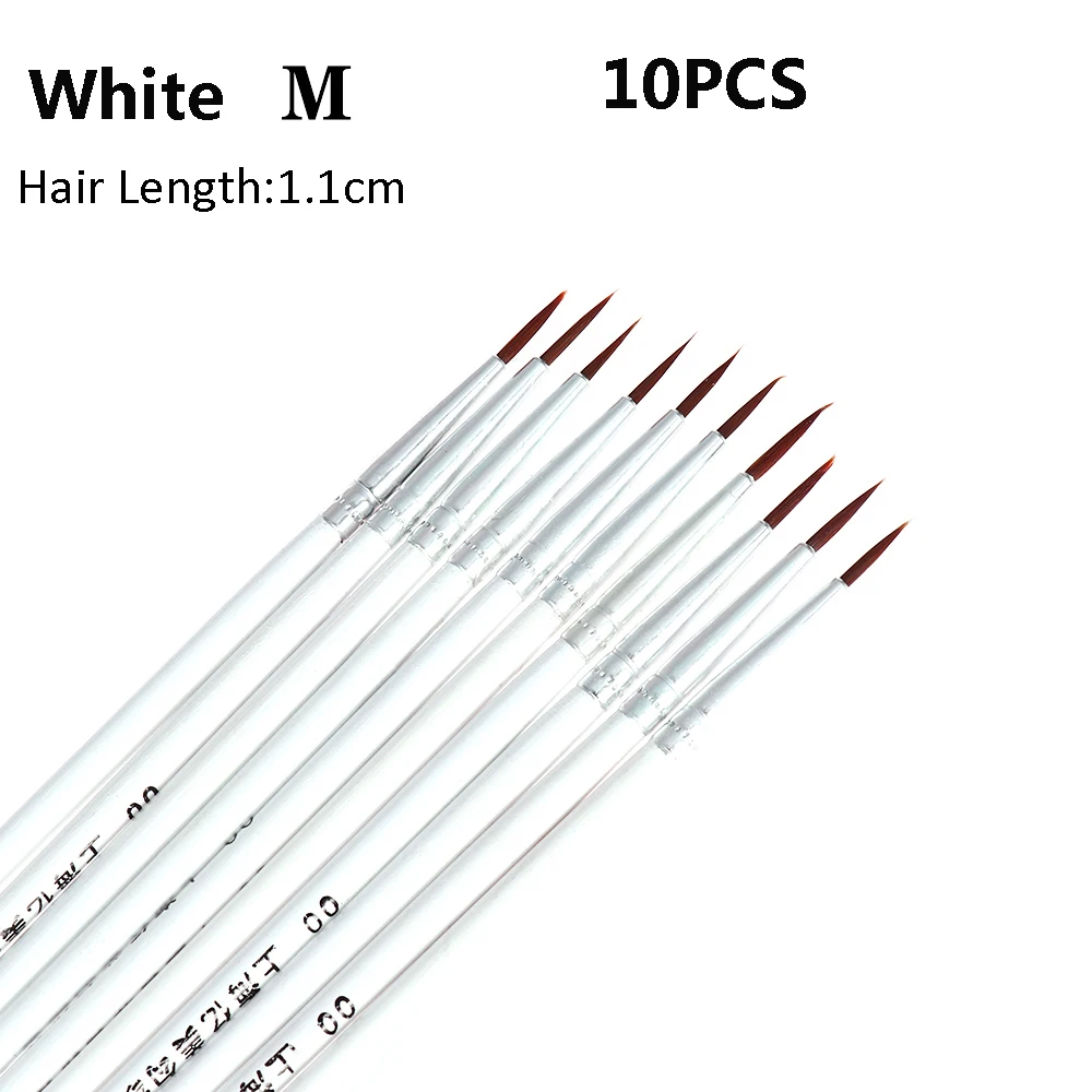 Set of 10 Nylon Fine Point Art Brushes