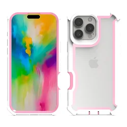 Heavy Duty Dual Layer Transparent Luxury Shockproof Durable Phone Case - iPhone 17 (White Pink)