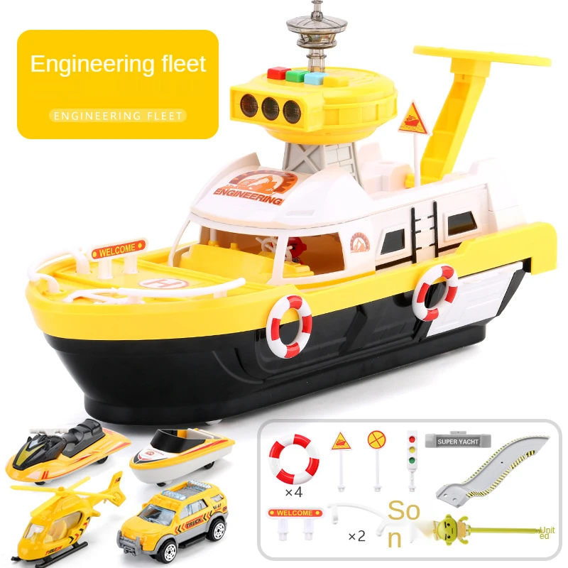 Big Size Music Simulation Track Inertia Children's Toy Boat Storage Passenger Plane Police Fire Rescue Baby Boy Toy Car