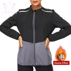 LANFEI Neoprene Sauna Slimming Sauna Shirt Sweat Thermal Fat Burn Body Shapers Womens Fitness Weight Loss Zipper Tops Shapewear