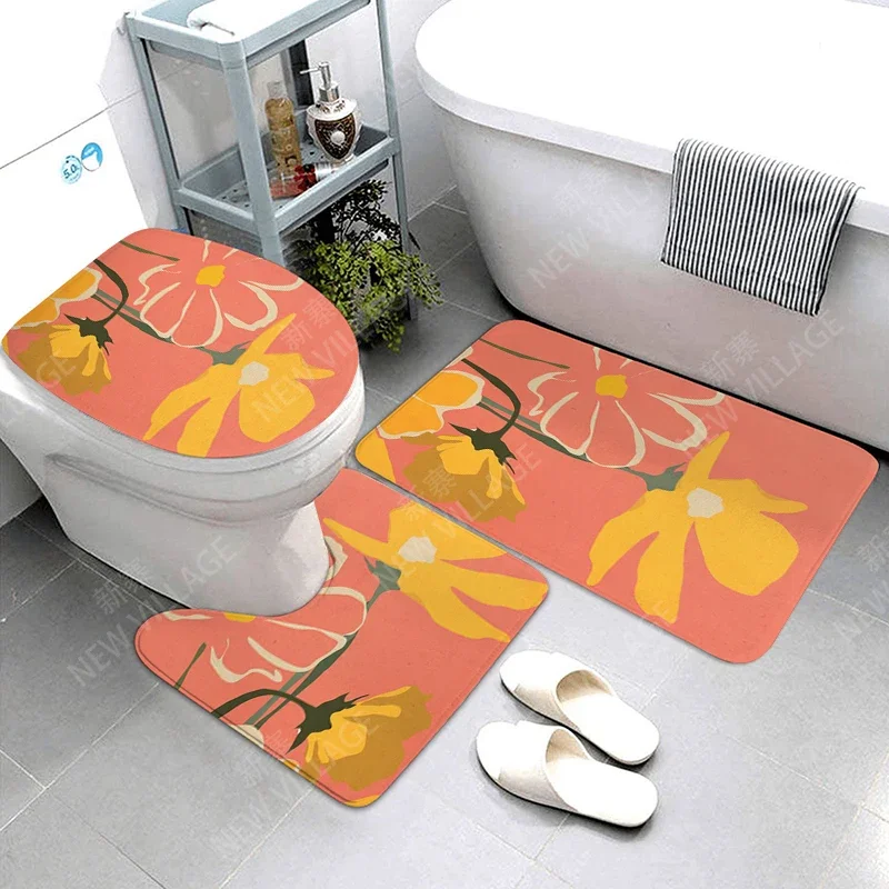 Anti-slip Bath Mat Bathroom Rug Shower Mat Decorative Absorbent Foot Entrance Bathtub toilet rug boho Nordic leaf plant