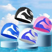 Universal Men Women Swimming Caps Soft Silicone Waterproof Cute Cartoon Swim Hat Large Size Adult Swimming Cap Pool Accessories 2