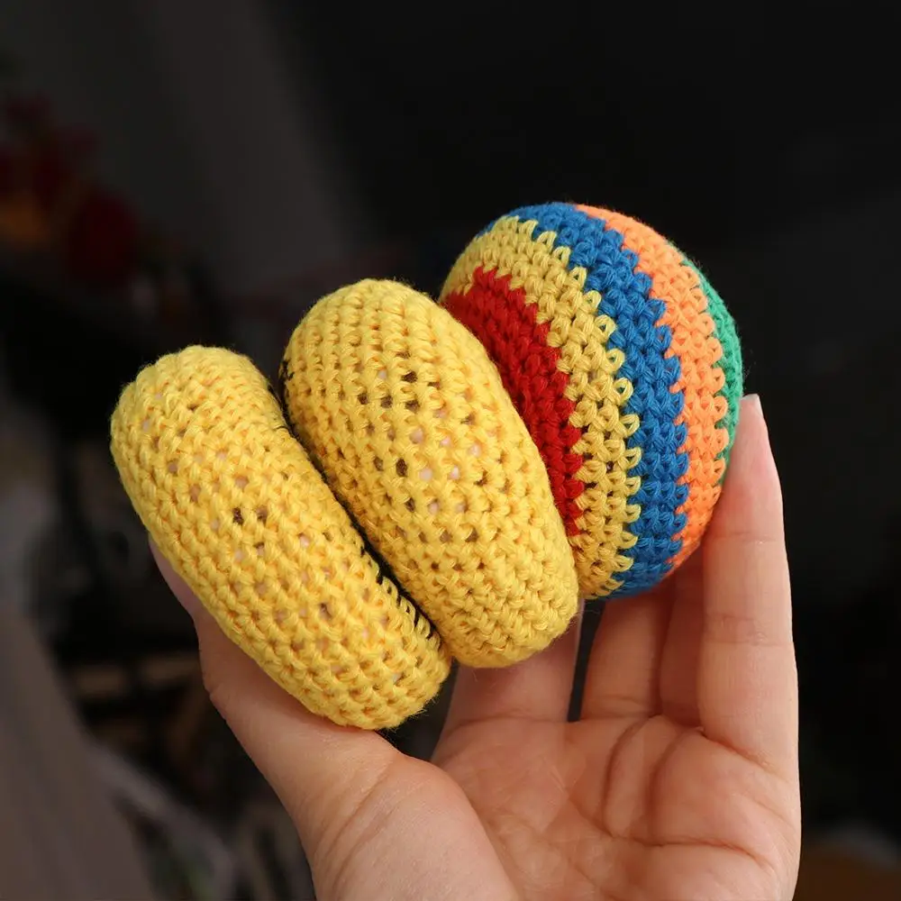 3Pcs Knitted Play Ball Colorful Juggling Balls Mini Random Color Children Outdoor Toys Sphere Handmade Knitted Bean Bags Kids