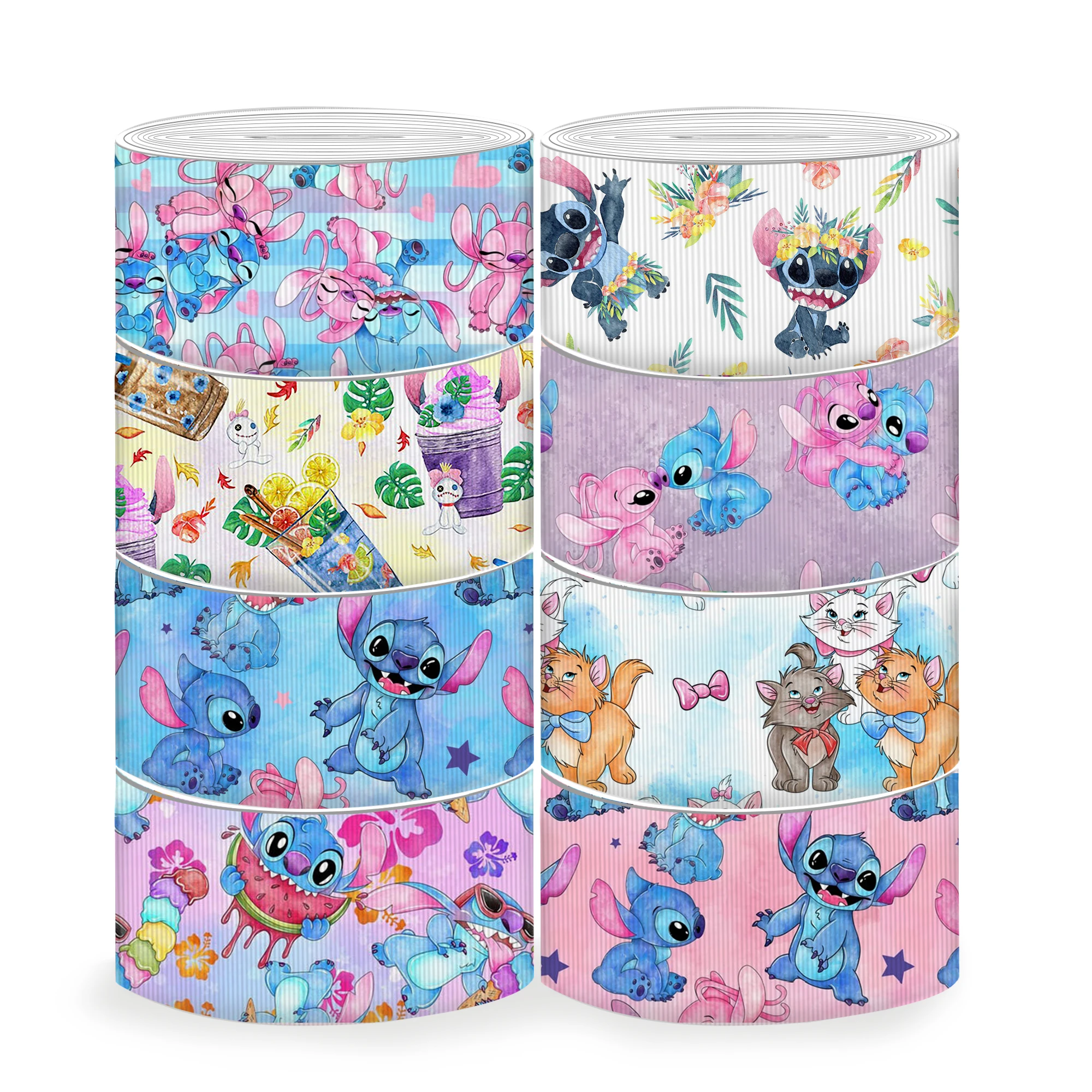 Grosgrain Ribbon Disney 5 Yards Multi Size Lilo And Stitch Marie Cat Printed For Hairbows DIY Craft Supplies Cartoon Ribbons
