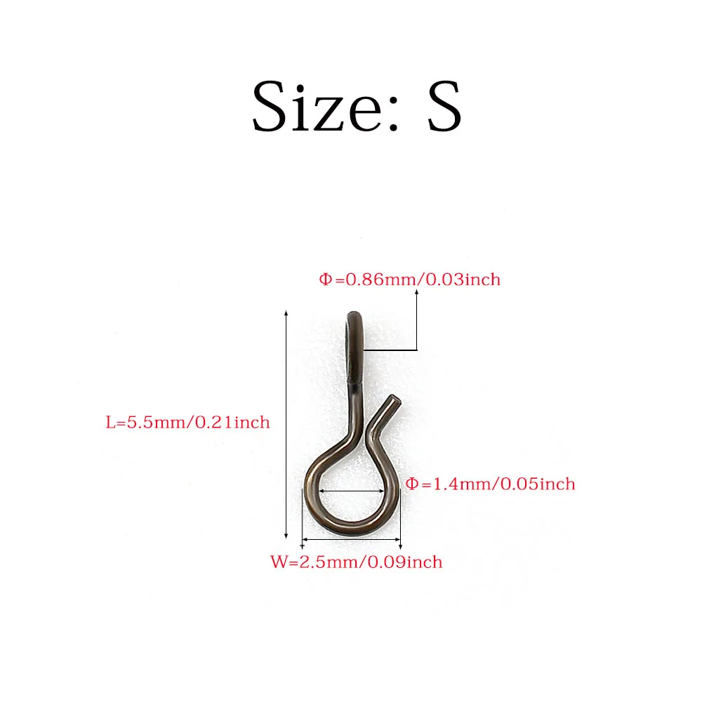 Fly Fishing Snap Quick Change for Flies Hook Lures Stainless Steel Lock Black Fishing Snaps Lures Clip Link 50Pcs
