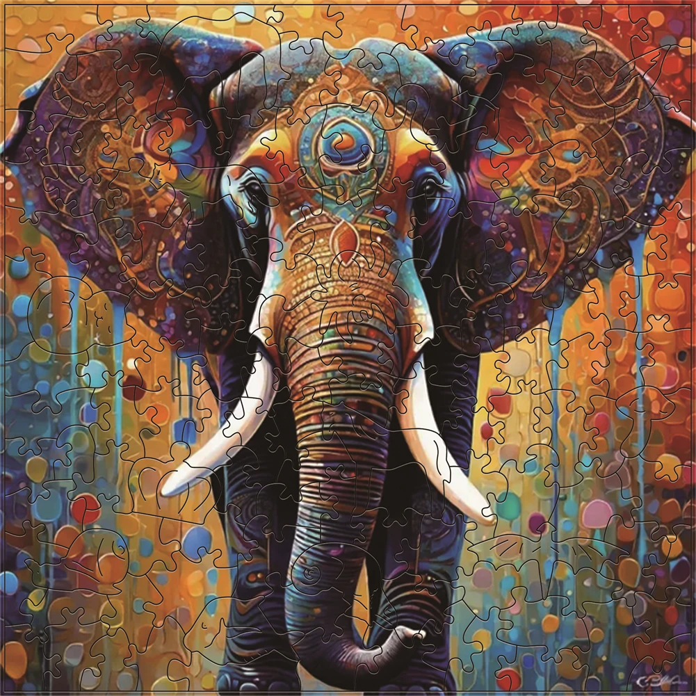 

Adult Wooden Puzzle Watercolor Elephant Home Decoration Irregularly Shaped Particles Exercise Attention Help Improve Thinkin Toy