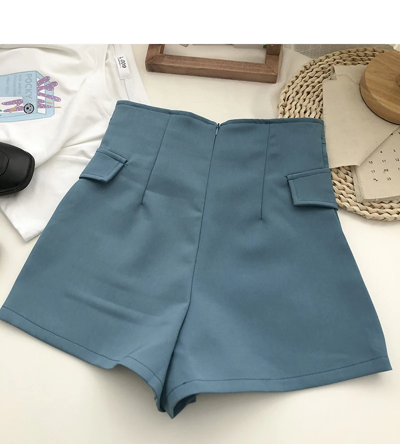 KUSAHIKI Fashion High Waist Woman Shorts 2022 Spring Summer Korean Style Botoms Causal Solid Wide Leg Short Feminima mom shorts