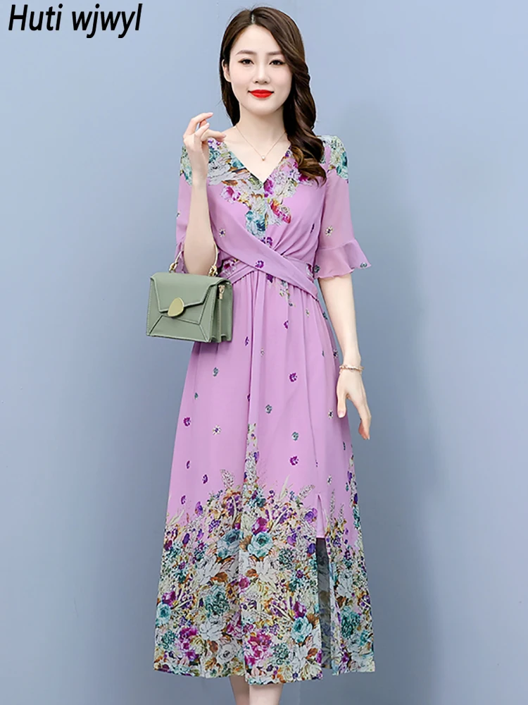 Chiffon Casual Dress.2024-Spring-Summer-Chiffon-Casual-Boho-Dress-Chic-Prom-Runway-Split ...