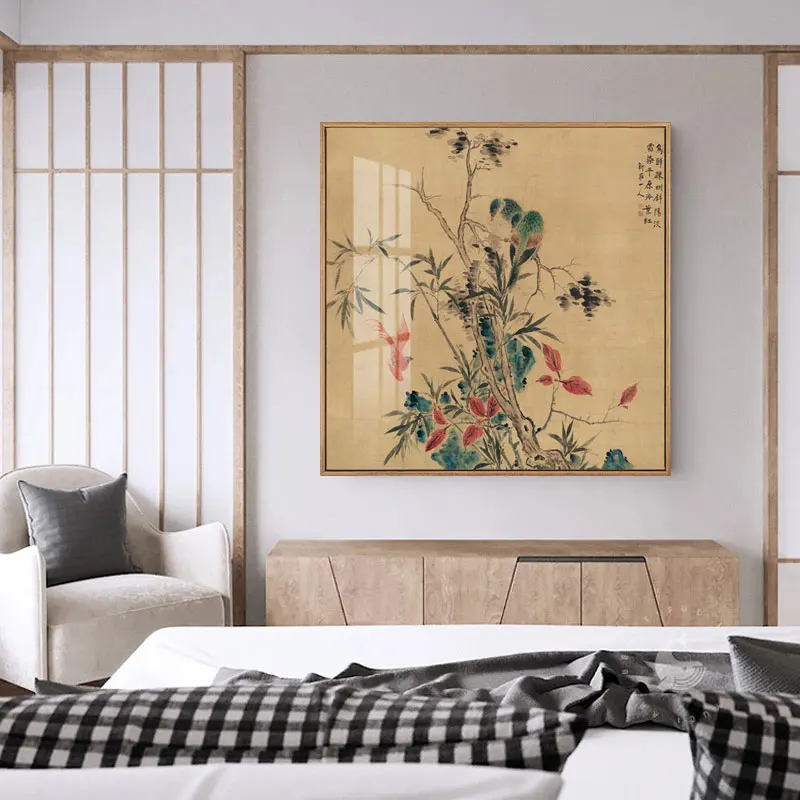 

Painting Beautiful Plant Big Poster Print Abstract Art Wall Picture for Living Room Kitchen Chinese Flower Bird Canvas