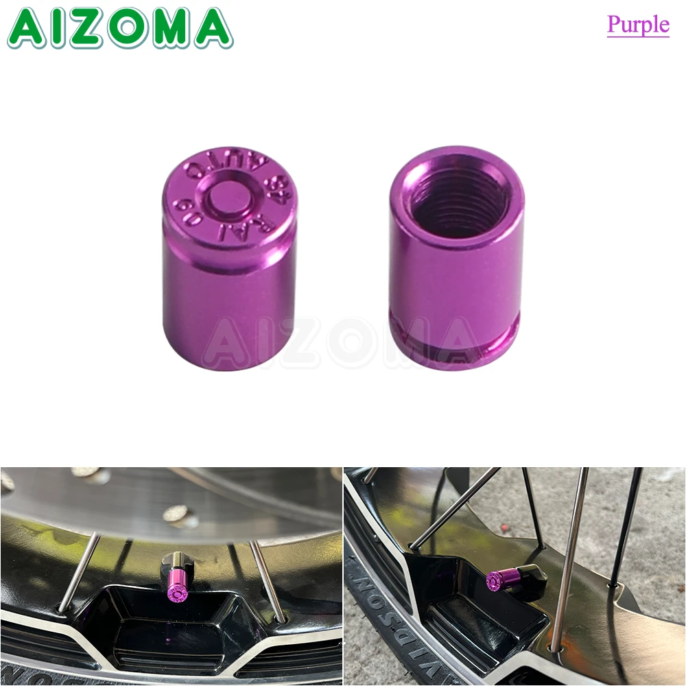 Universal Aluminum Wheel Tire Valve Caps - Waterproof Motorcycle Accessories (2 Pack)